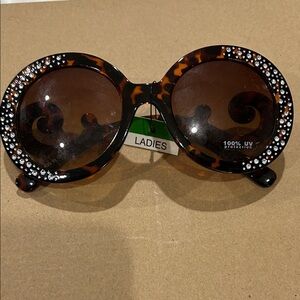 Tortoise Shell Sunglasses with Rhinestone Accents